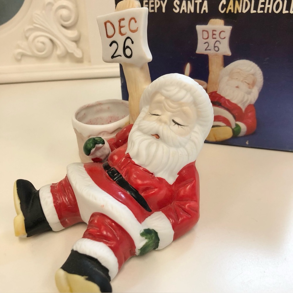House of Lloyd Sleepy Santa Candle Holder and Box Vintage